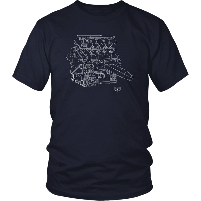 Volvo V8 Race Engine Blueprint Illustration Series T-shirt