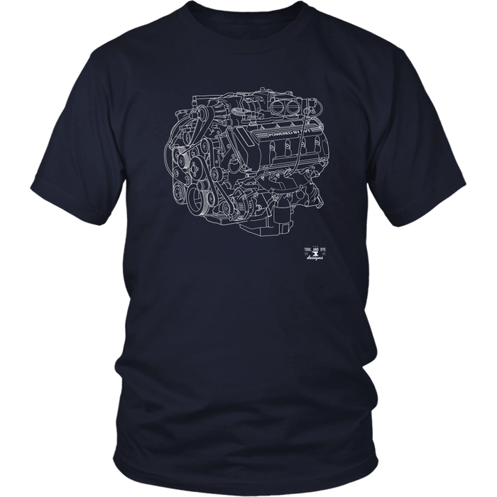 Engine Blueprint Series 2013 2014 Trinity 5.8L V8 Ford Mustang GT500 T-shirt and Hoodie