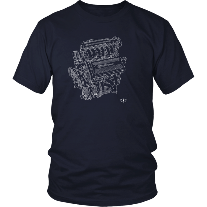 Engine Blueprint Series V6 Alfa Romeo T-shirt and Hoodie