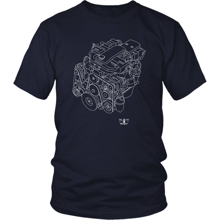 Truck engine like a Cummins Turbo Diesel 6.7 Engine Blueprint Illustration Series T-shirt