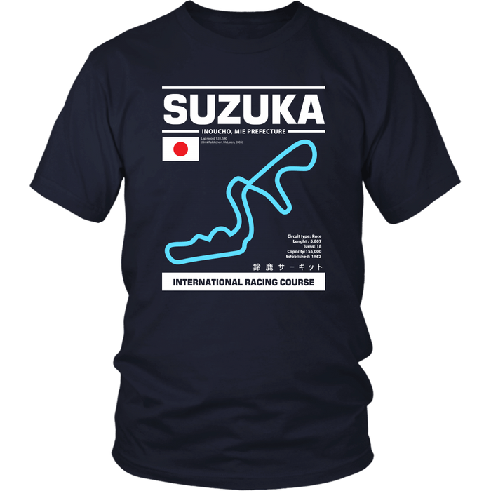 Suzuka International Racing Course Race Track Outline Series T-shirt version 2