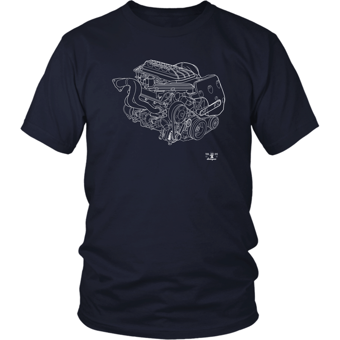 Engine Blueprint Series GM Corvette C8 LT2 V8 T-shirt and Hoodie