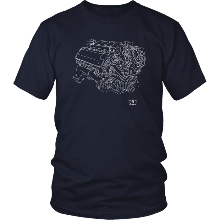 Ford Mustang Boss 302 V8 Engine Blueprint Illustration Series T-shirt