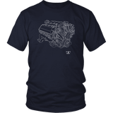 Ford Mustang Boss 302 V8 Engine Blueprint Illustration Series T-shirt