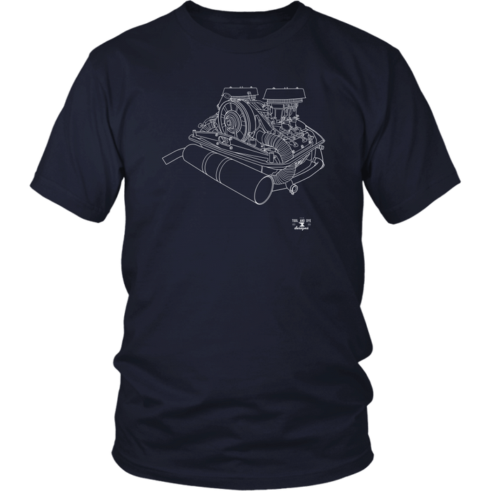 V2 Engine Blueprint Series Air Cooled Engine Blueprint Illustration Series t-shirt