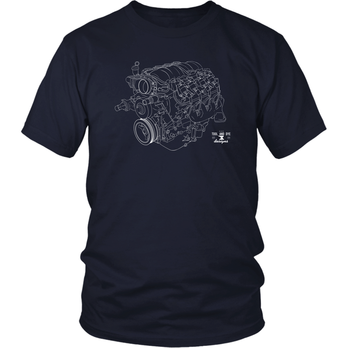 Engine Blueprint Series LS engine V8 T-shirt and Hoodie version 3