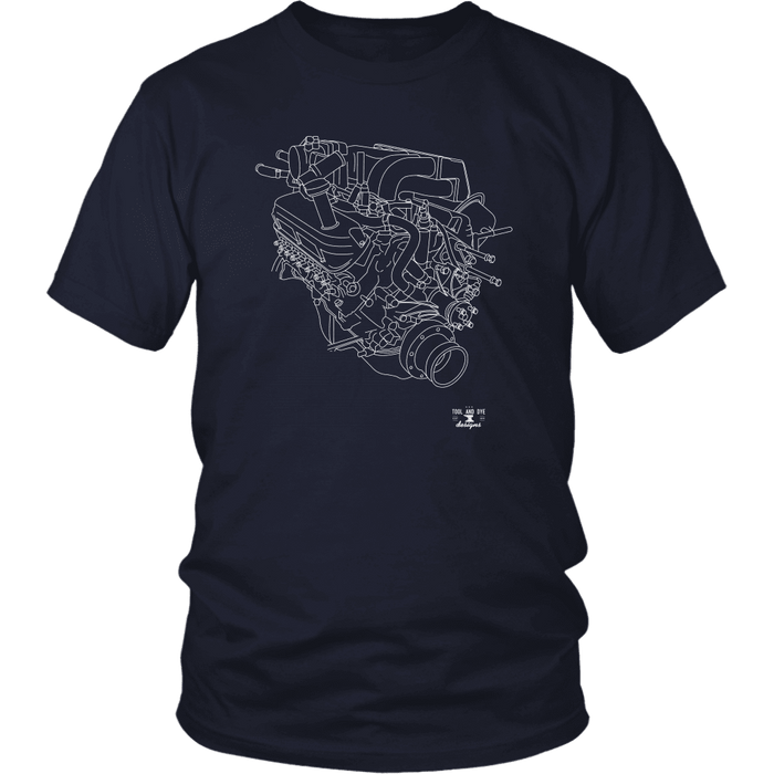 Ford 302 Boss V8 Engine Blueprint Illustration Series T-shirt