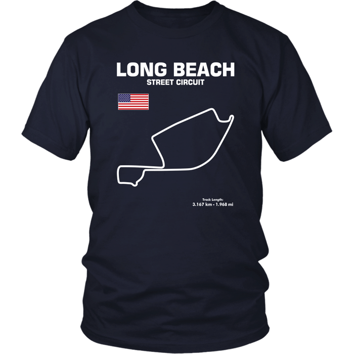 Long Beach California Street Circuit Race track outline series t-shirt and hoodie