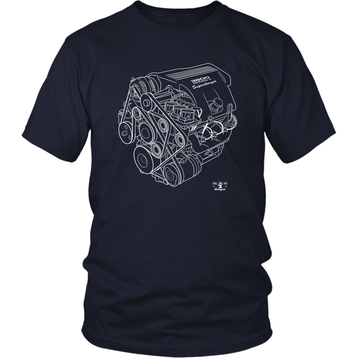 L67 Series 2 3800 Supercharged GM Engine Blueprint Series T-shirt