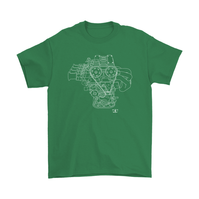 Toyota 4AGE Engine Blueprint Illustration t-shirt mens and womens