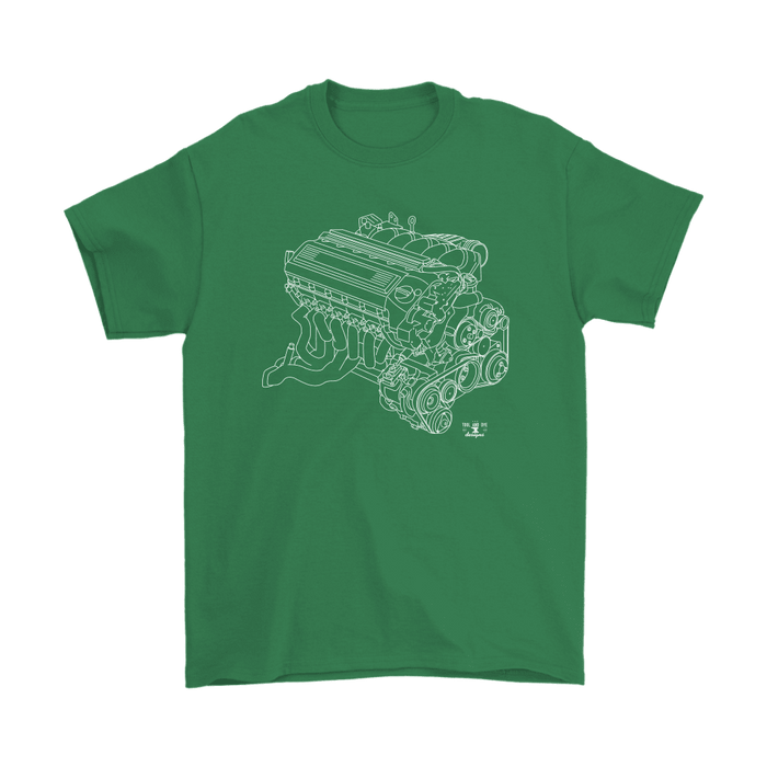 BMW E36 M3 S50 Engine Blueprint Illustration T-shirt