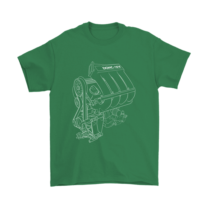 german car engine 16V engine blueprint illustration t-shirt mens and womens