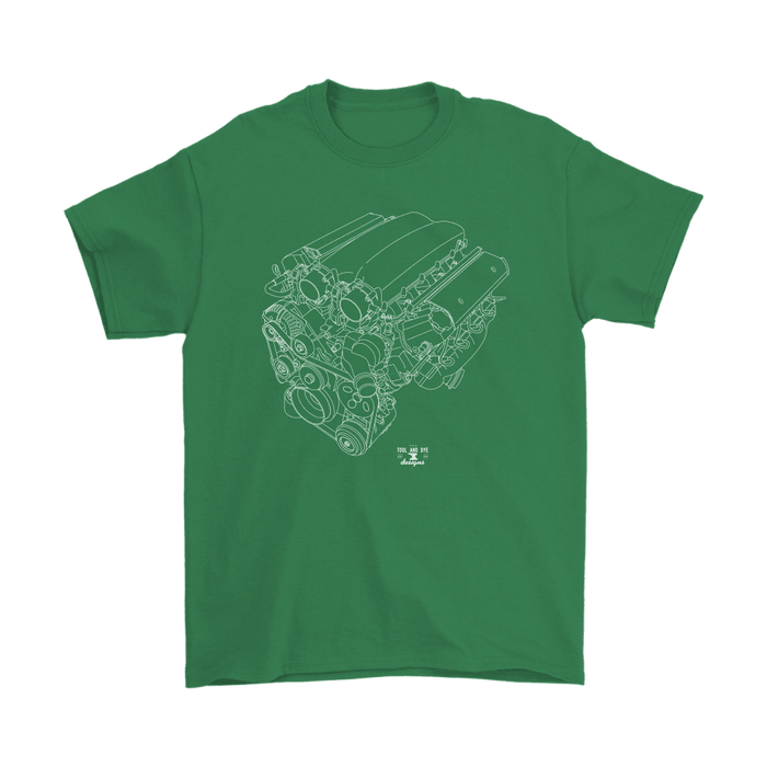 Engine Blueprint Illustration like a v10 Series T-shirt