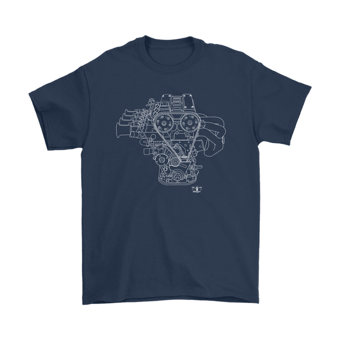 Toyota 4AGE Engine Blueprint Illustration t-shirt mens and womens