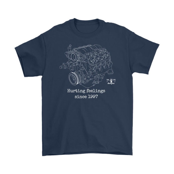 LS Engine Hurting Feelings Since 1997 V8 GM Engine Blueprint t-shirt ver. 2