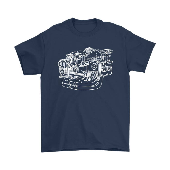 Japanese Car EJ Engine Blueprint Illustration T-shirt