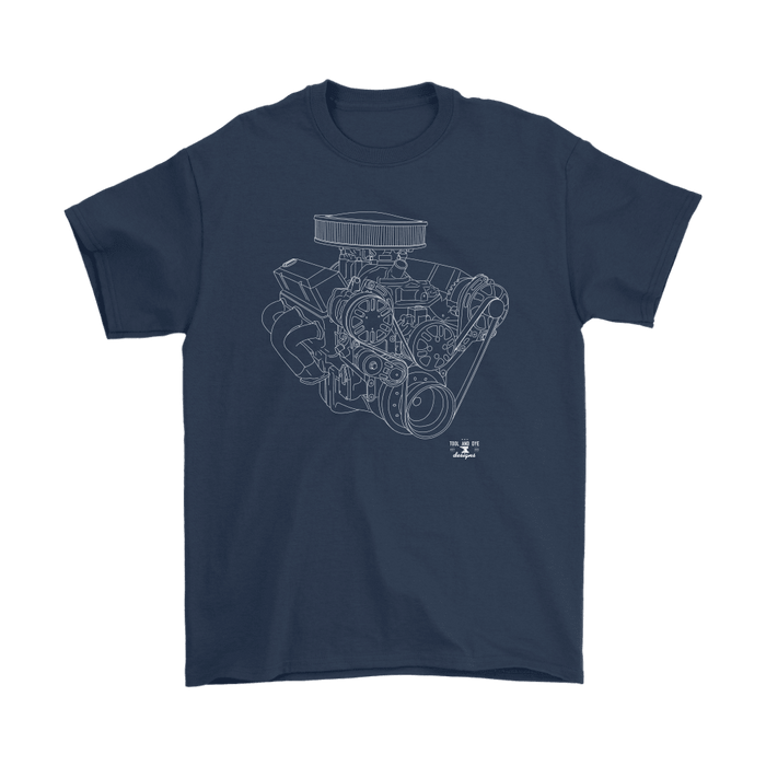 Small Block Chevy SBC Engine Blueprint Illustration T-shirt