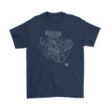 Small Block Chevy SBC Engine Blueprint Illustration T-shirt