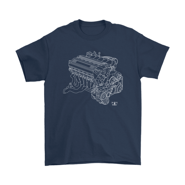 BMW E36 M3 S50 Engine Blueprint Illustration T-shirt