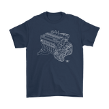 BMW E36 M3 S50 Engine Blueprint Illustration T-shirt