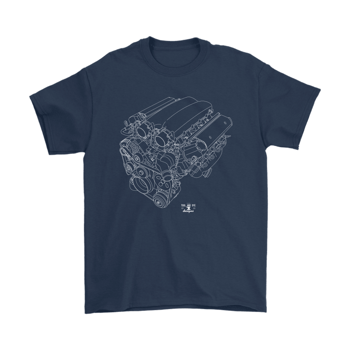 Engine Blueprint Illustration like a v10 Series T-shirt