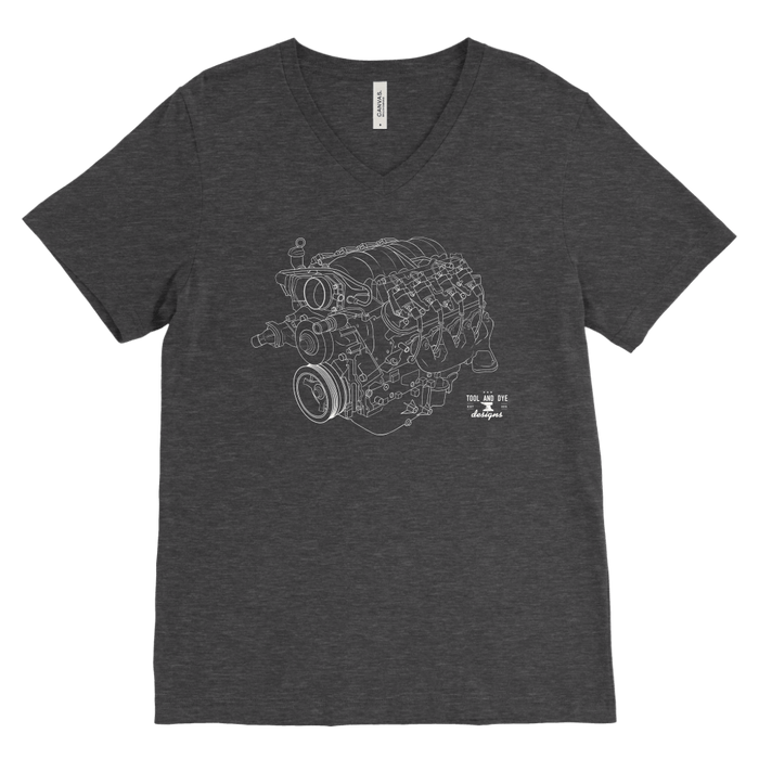 LS Engine Blueprint Outline Series V-neck T-shirt