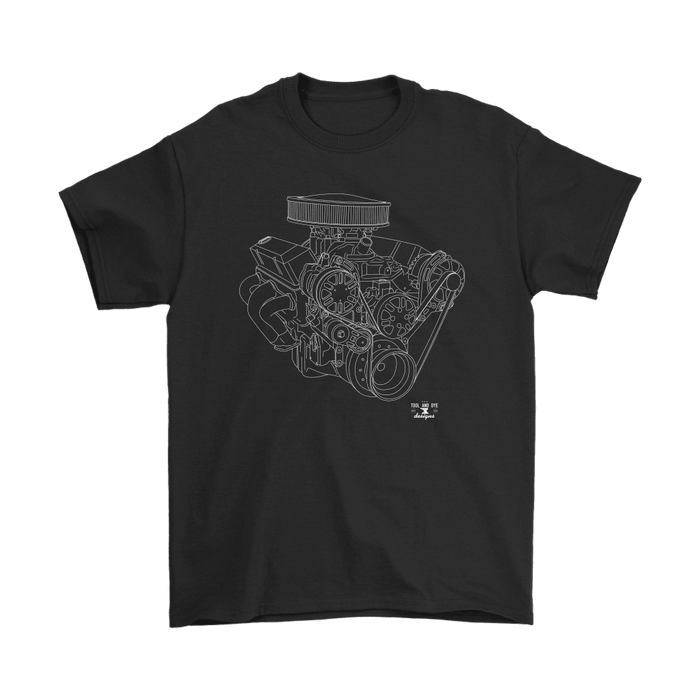 Small Block Chevy SBC Engine Blueprint Illustration T-shirt