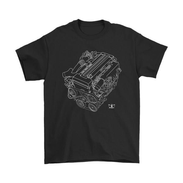 Toyota 1JZ Twin Turbo Blueprint Engine Illustration T-shirt and hoodie