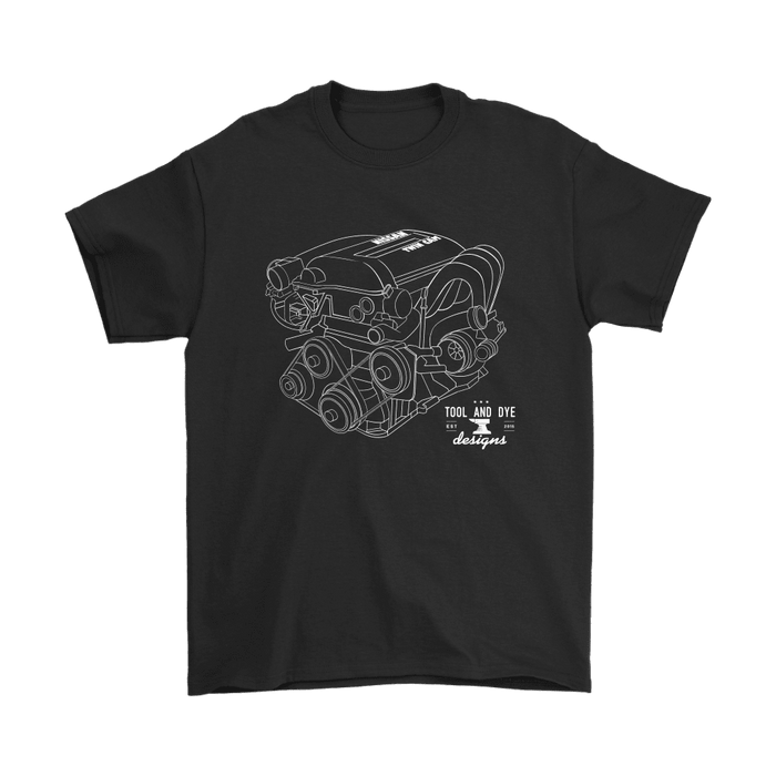 Nissan SR20DET Engine Blueprint Illustration Series T-shirt mens and womens