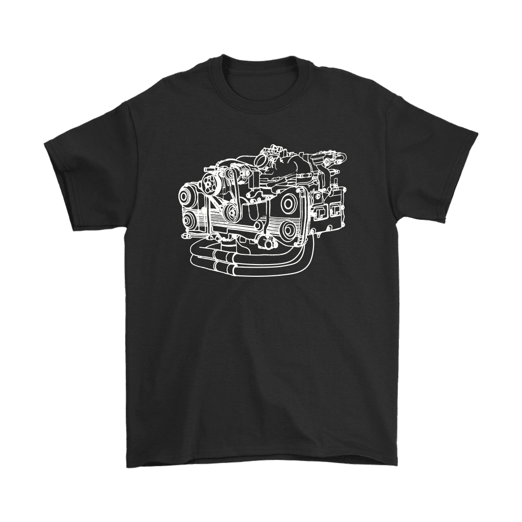 Japanese Car EJ Engine Blueprint Illustration T-shirt