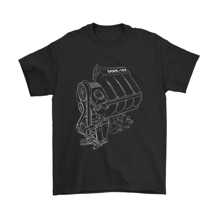 german car engine 16V engine blueprint illustration t-shirt mens and womens