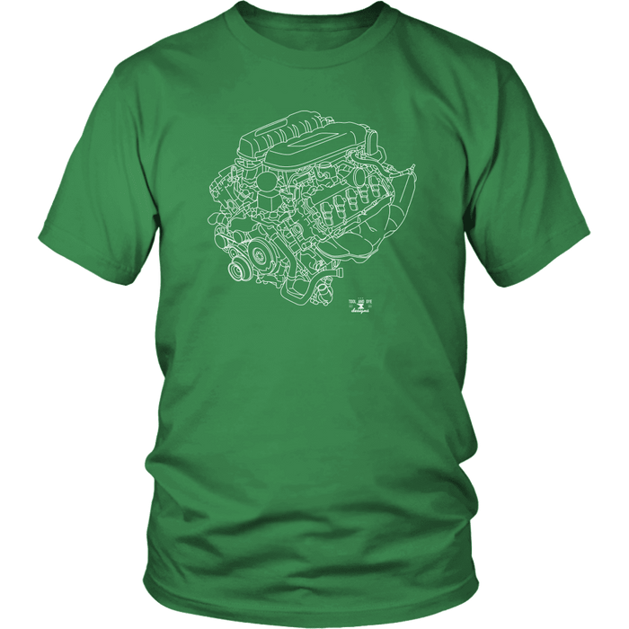 Audi R8 V10 Engine Blueprint Illustration Series T-shirt