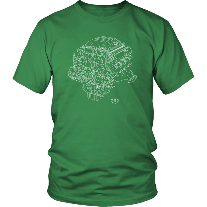 Engine Blueprint Illustration Series like a Demon T-shirt