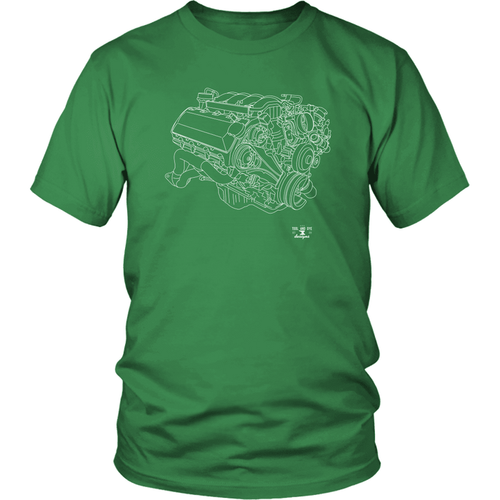 Ford Mustang Boss 302 V8 Engine Blueprint Illustration Series T-shirt