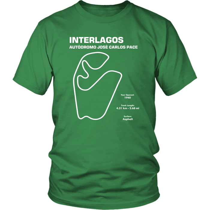 Interlagos Autódromo José Carlos Pace Brazilian F1 Track Outline Series T-shirt