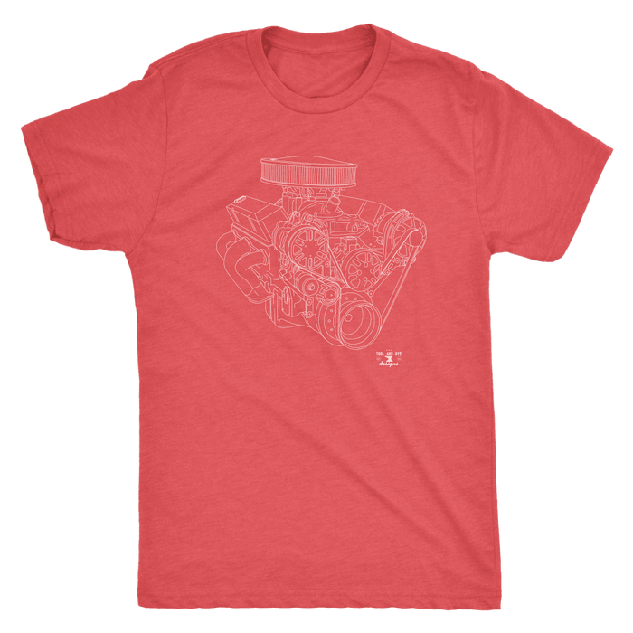 Small Block Chevy SBC Engine Blueprint Illustration T-shirt