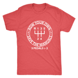 Save the Manuals Row Your Own Gears T-shirt