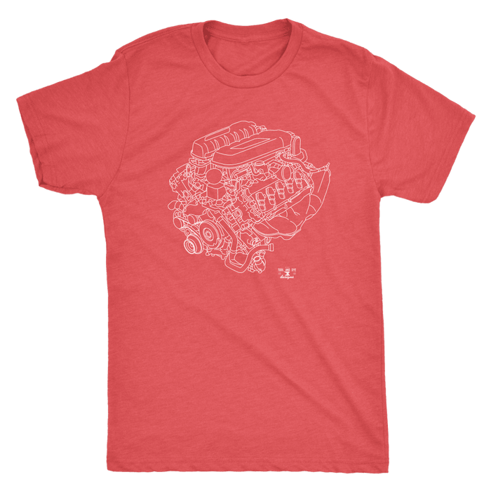 Audi R8 V10 Engine Blueprint Illustration Series T-shirt