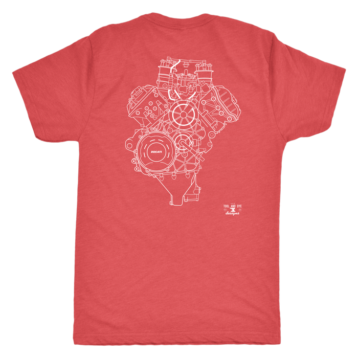 Engine Blueprint Series Ducati V4 Panigale front and rear print T-shirt and Hoodie