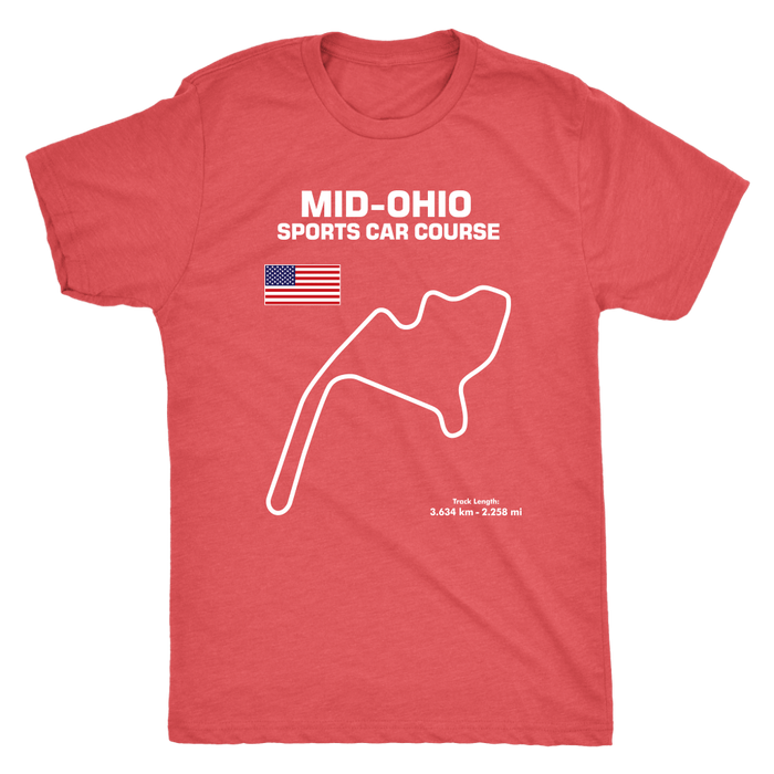 Mid Ohio Sports Car Course Track Outline Series T-shirt and Hoodie