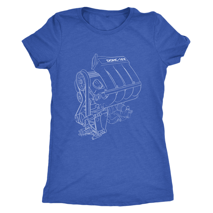 german car engine 16V engine blueprint illustration t-shirt mens and womens