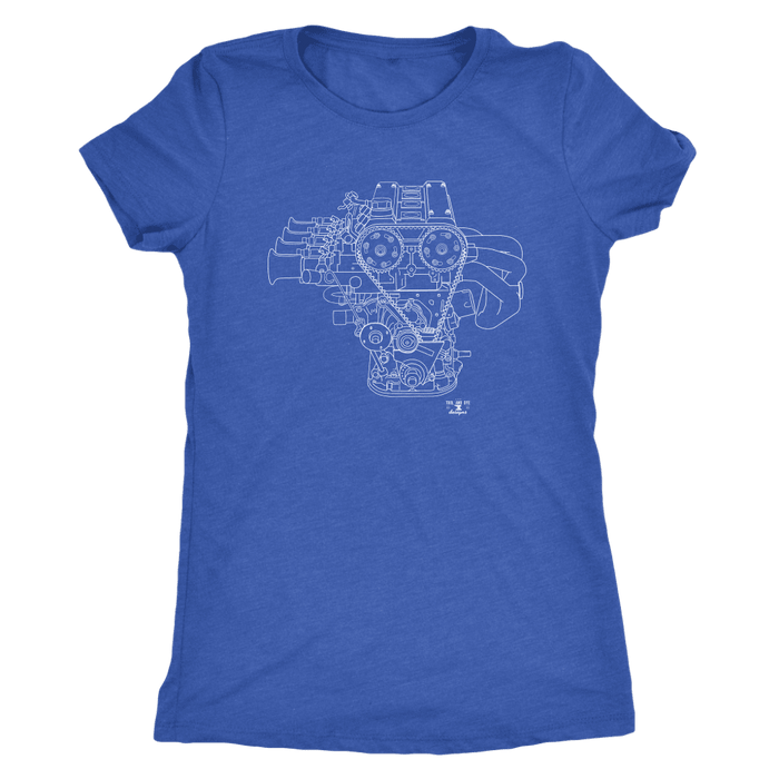 Toyota 4AGE Engine Blueprint Illustration t-shirt mens and womens