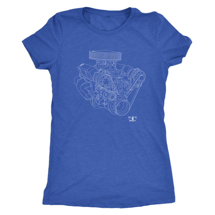 Small Block Chevy SBC Engine Blueprint Illustration T-shirt