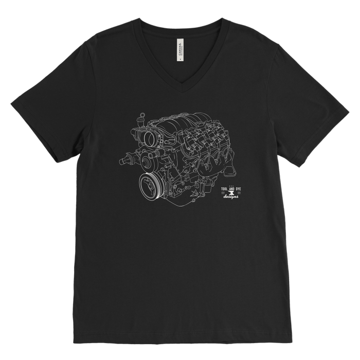 LS Engine Blueprint Outline Series V-neck T-shirt