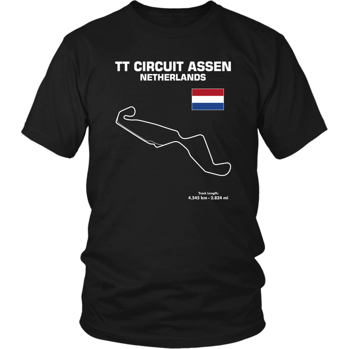 TT Circuit Assen Netherlands Race Track Outline Series T-shirt or Hoodie