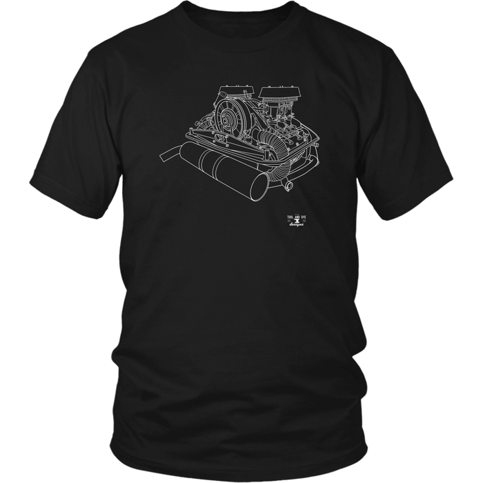 V2 Engine Blueprint Series Air Cooled Engine Blueprint Illustration Series t-shirt