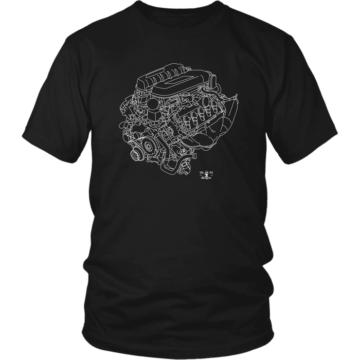 Audi R8 V10 Engine Blueprint Illustration Series T-shirt