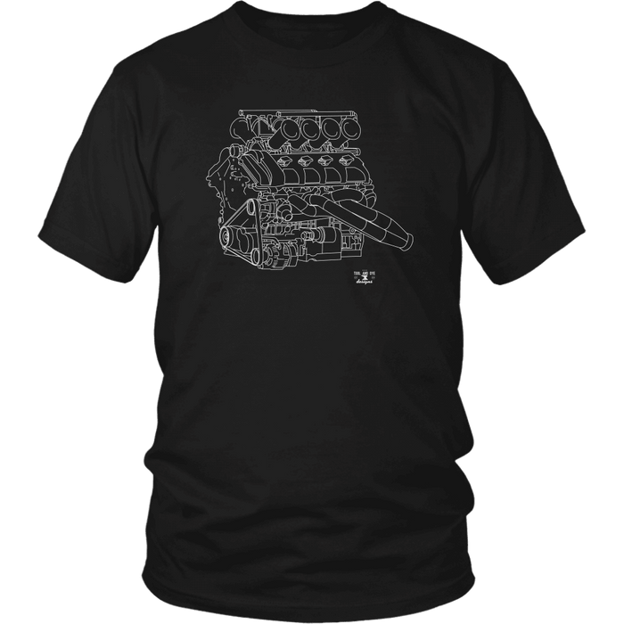 Volvo V8 Race Engine Blueprint Illustration Series T-shirt