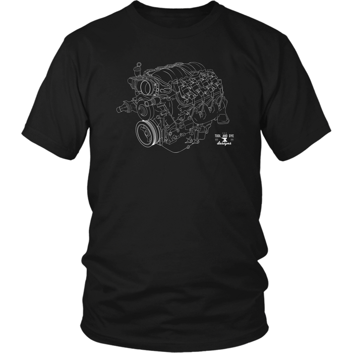 Engine Blueprint Series LS engine V8 T-shirt and Hoodie version 3