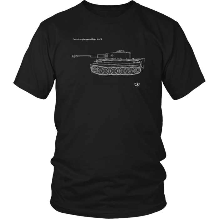 Tank Blueprint Tiger 1 Panzerkampfwagen VI Tiger Ausf. E T-shirt and Hoodie